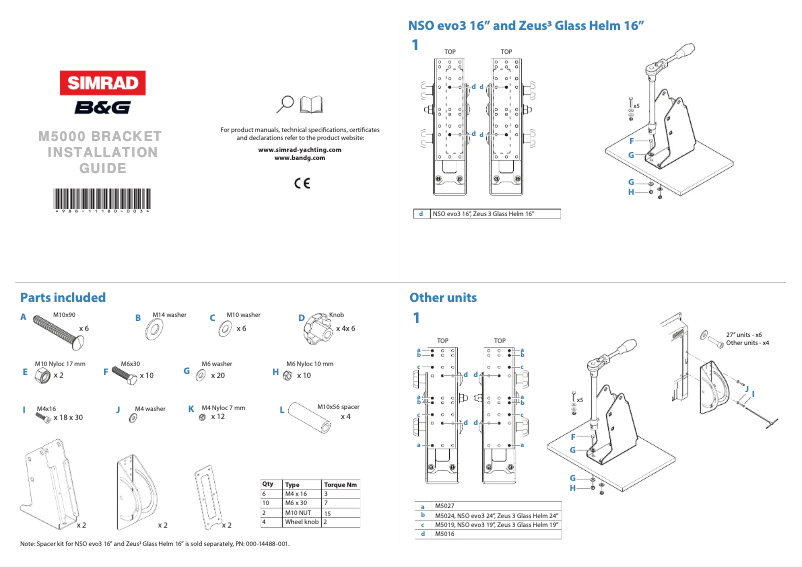 Página 1 del manual Guía de instalación Simrad M5000