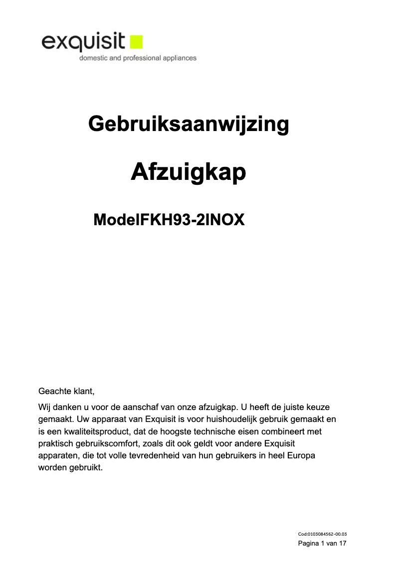 Imagen de la primera página del manual del dispositivo FKH93-2INOX