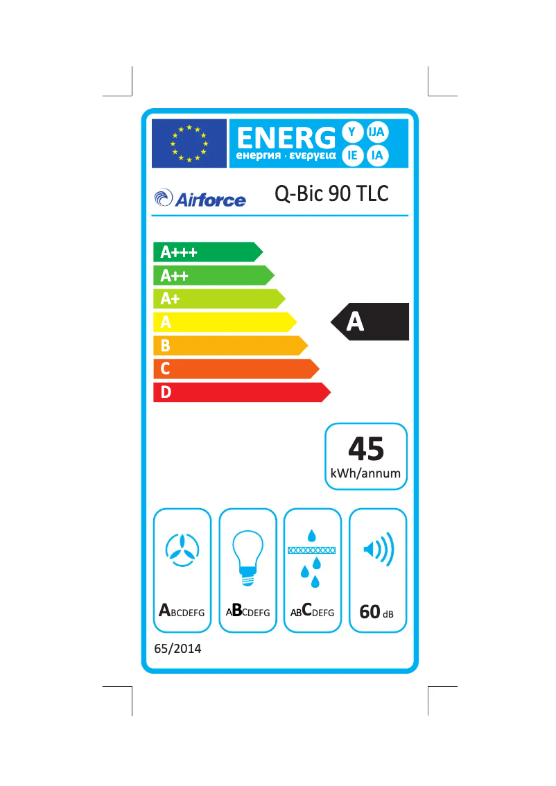 Página 1 del manual Etiqueta energética Airforce Q-Bic 90 TLC
