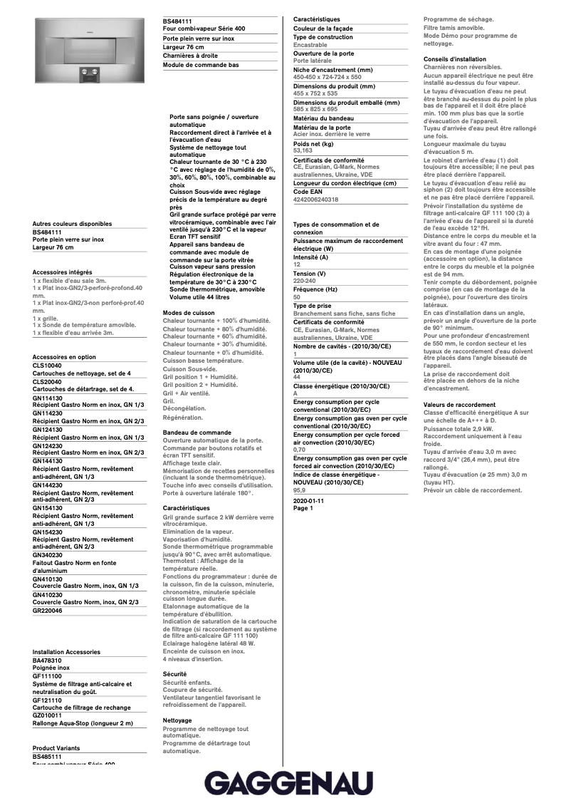 Imagen de la primera página del manual del dispositivo BS484111