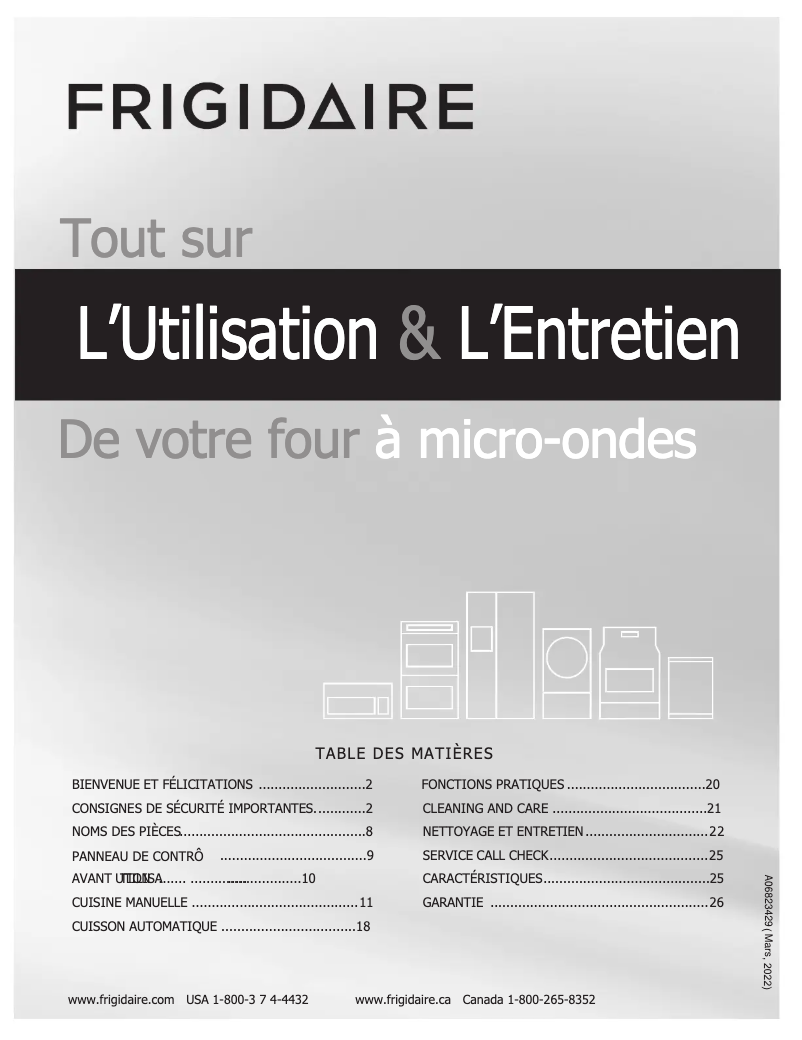 Página 1 del manual Manual de usuario Frigidaire FMOW1852AS