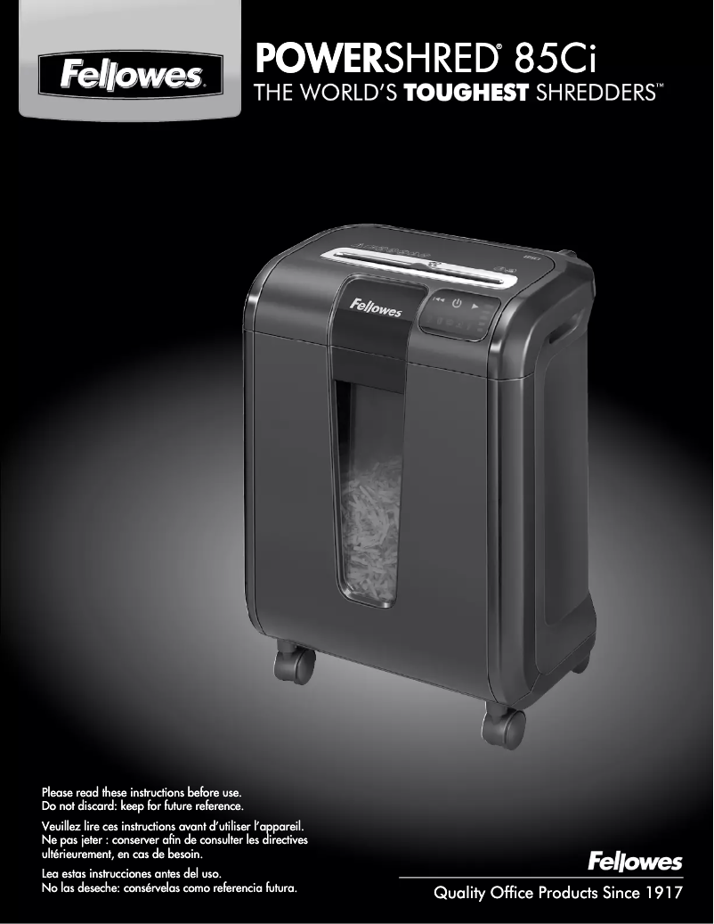 Página 1 del manual Manual de usuario Fellowes Powershred 85Ci
