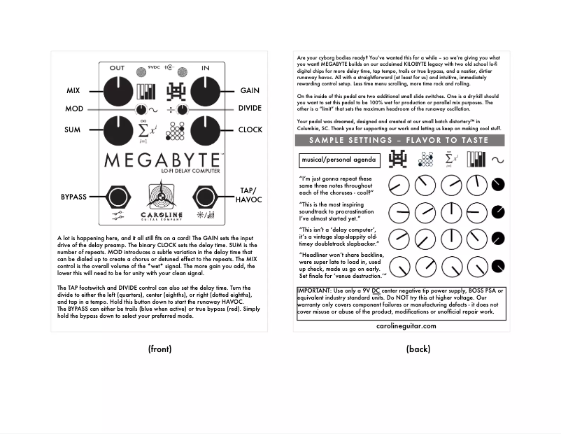 Página 1 del manual Manual de usuario Caroline Megabyte