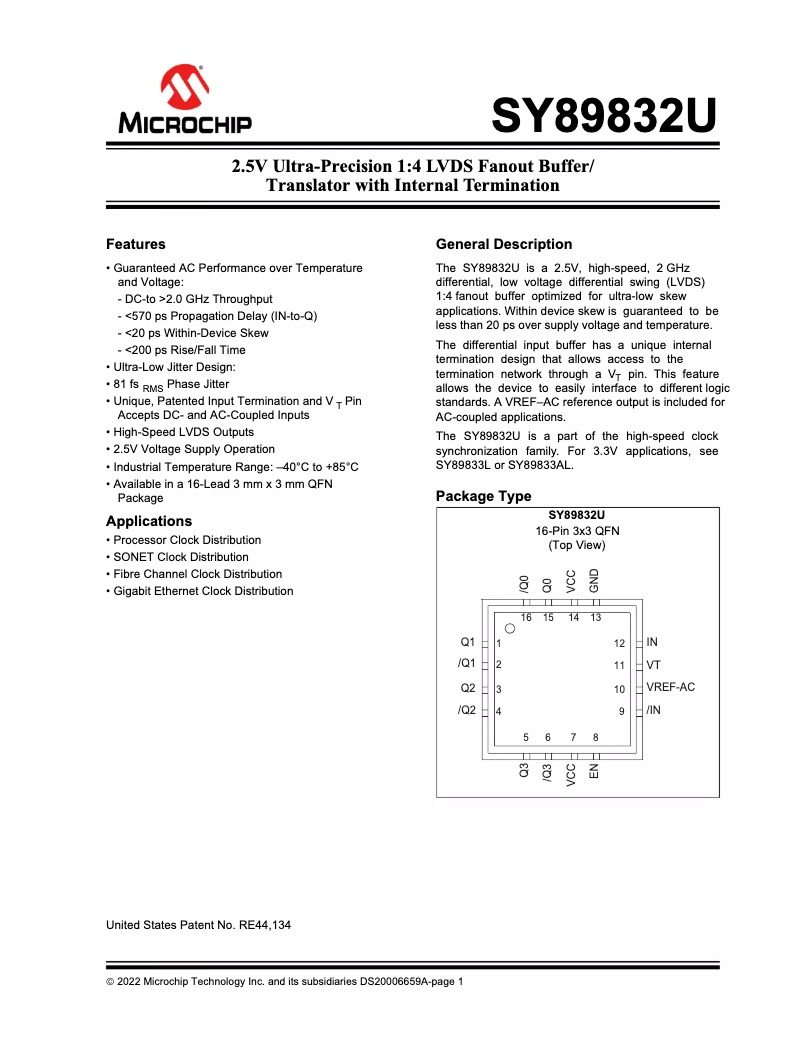 Imagen de la primera página del manual del dispositivo SY89832U