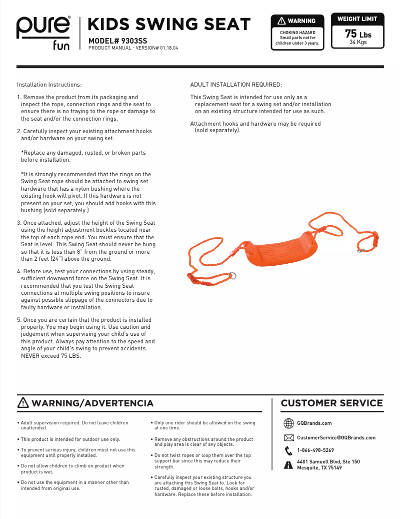 Imagen de la primera página del manual del dispositivo 9303SS