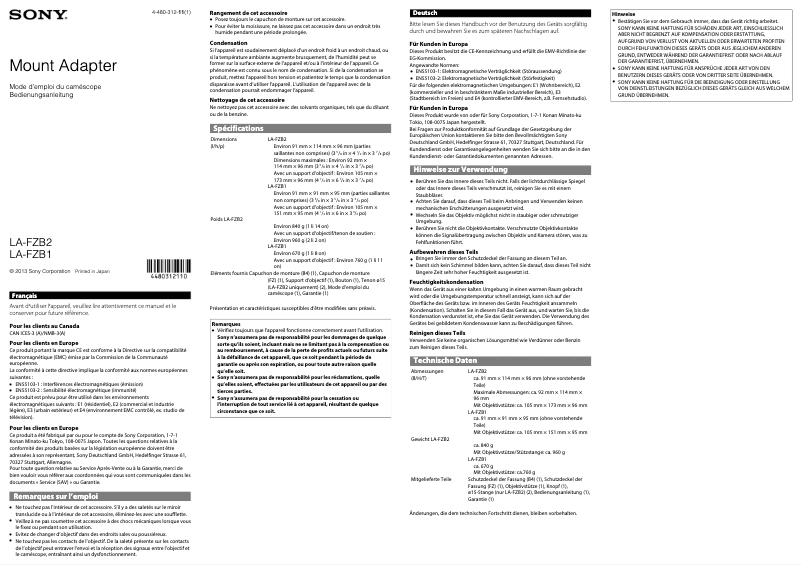 Imagen de la primera página del manual del dispositivo LA-FZB1