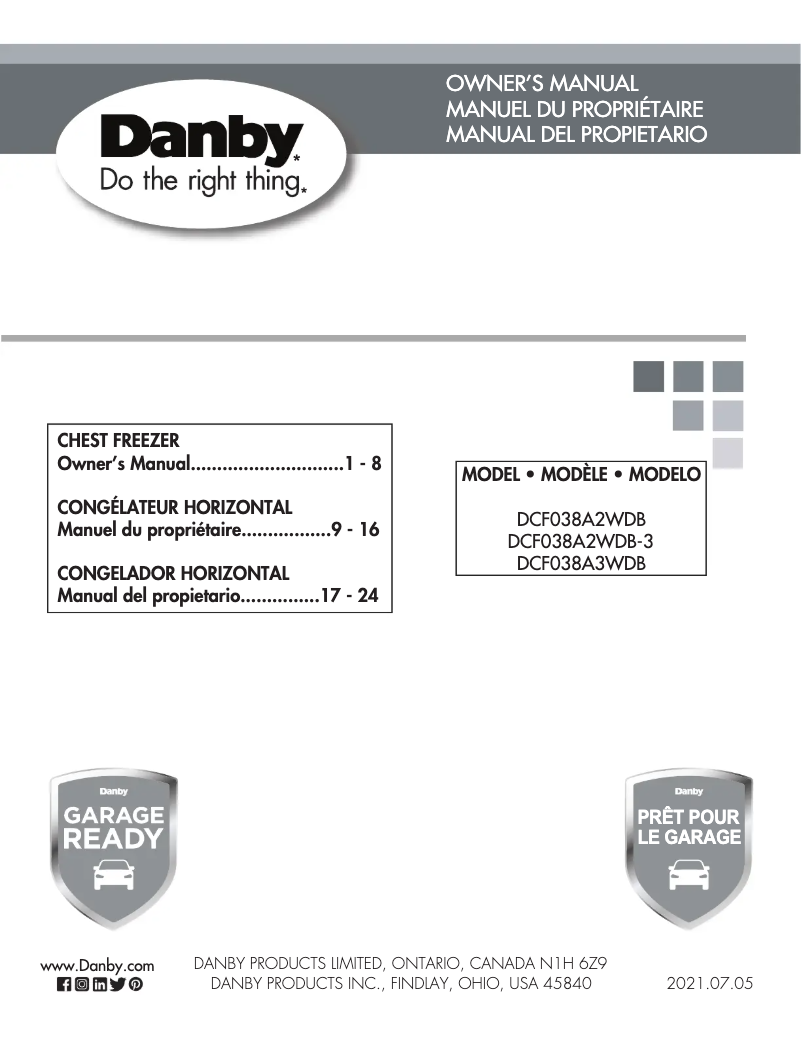 Página nº 1 - Manual de usuario Danby DCF038A2WDB-3