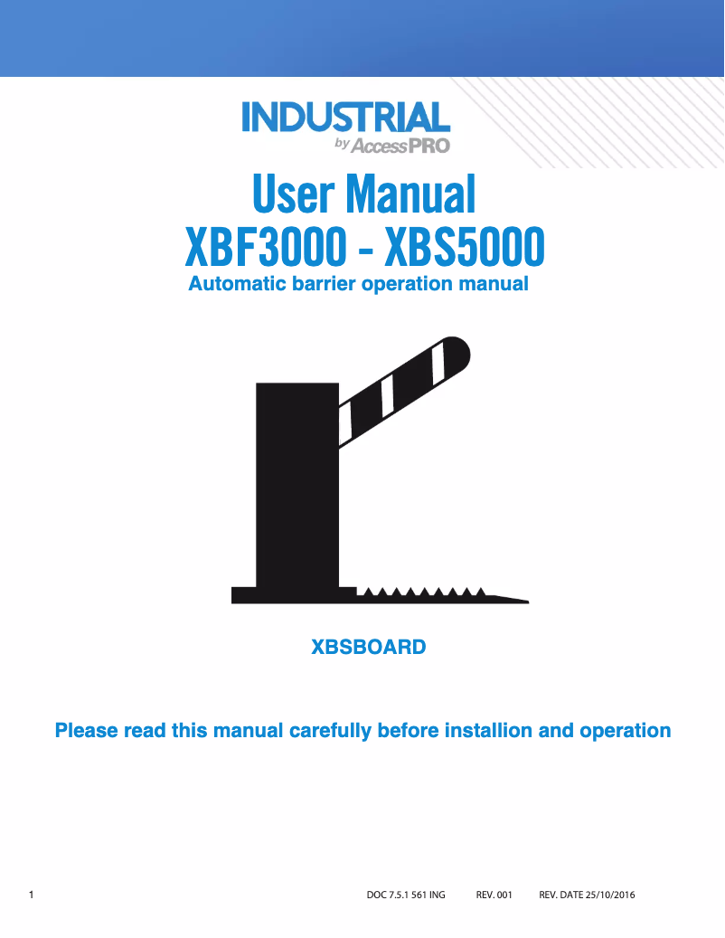 Imagen de la primera página del manual del dispositivo XBS-5000-R