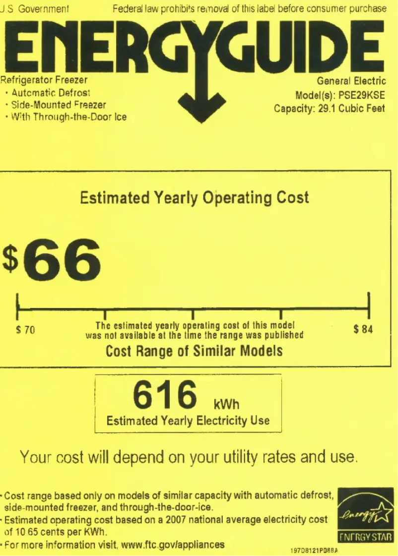 Página 1 del manual Etiqueta energética GE Profile PSE29KSESS