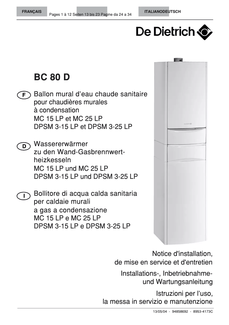 Imagen de la primera página del manual del dispositivo BC 80 D