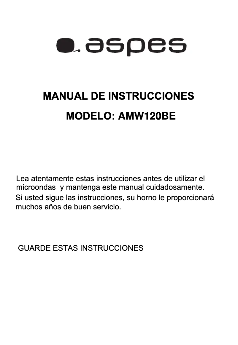 Imagen de la primera página del manual del dispositivo AMW120BE