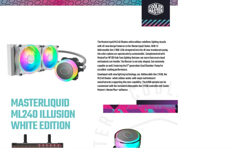 Página 1 del manual Ficha técnica Cooler Master MasterLiquid ML240 Illusion