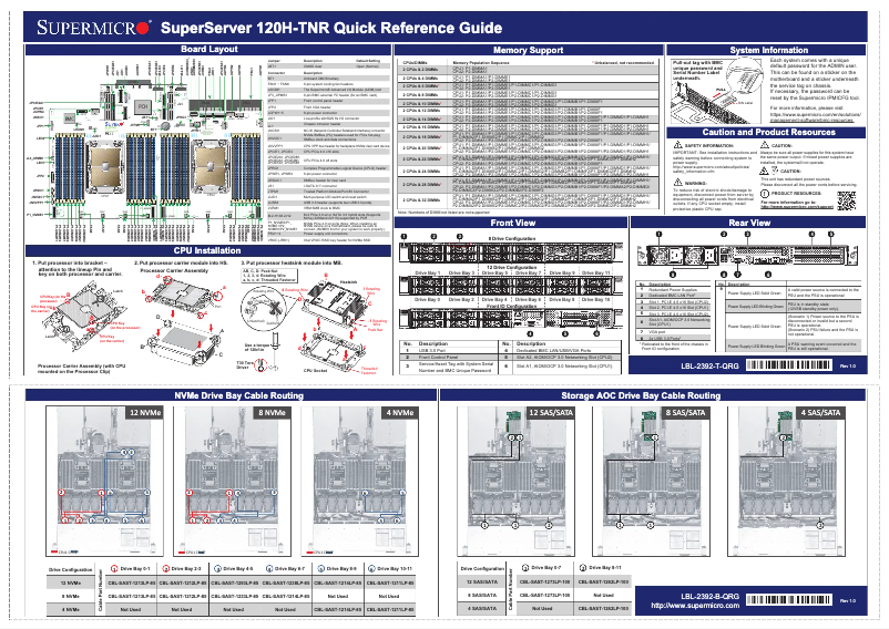 Imagen de la primera página del manual del dispositivo SuperServer SYS-120H-TNR