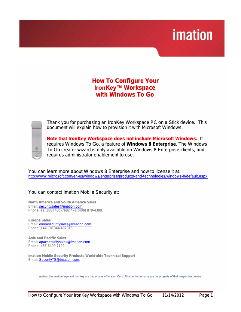 Página nº 1 - Manual de usuario Ironkey Workspace W300