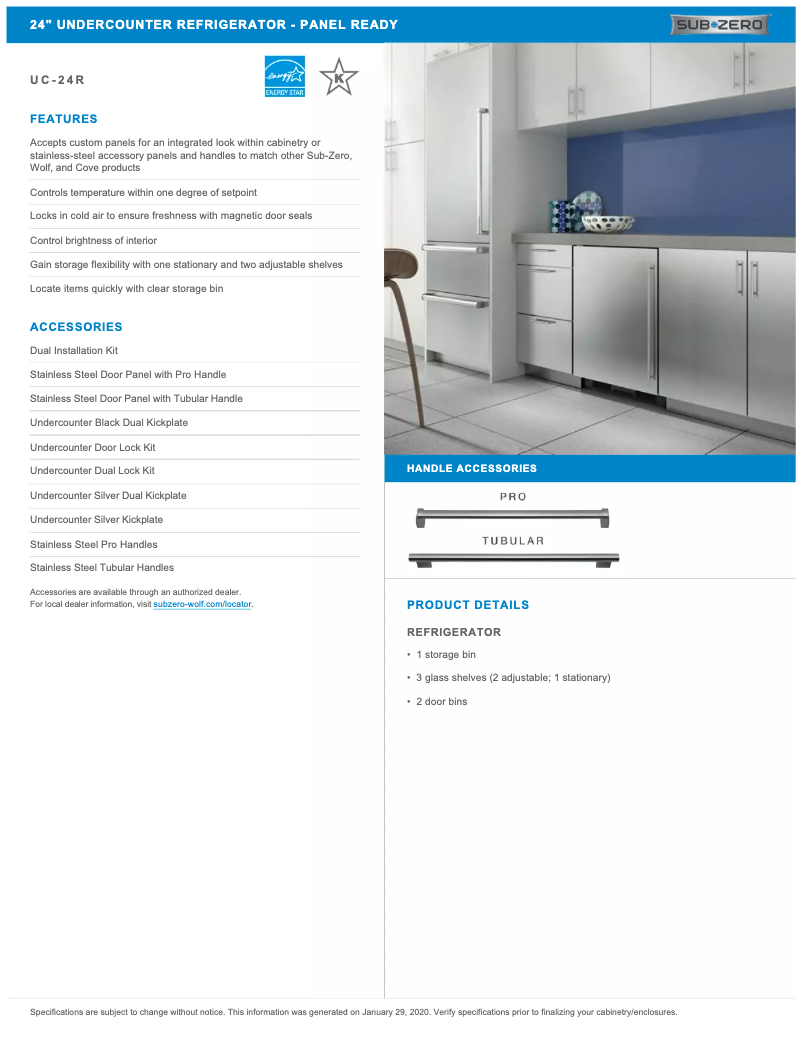 Página 1 del manual Manual de usuario Sub-Zero UC-24R-LH