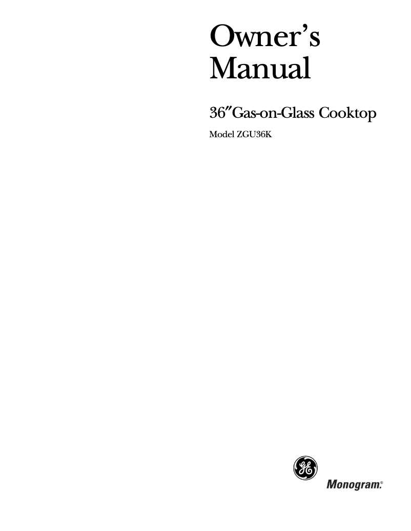 Página 1 del manual Manual de uso y mantenimiento GE ZGU36KBKBB