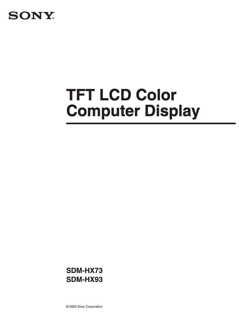 Página 1 del manual Manual de usuario Sony SDM-HX93