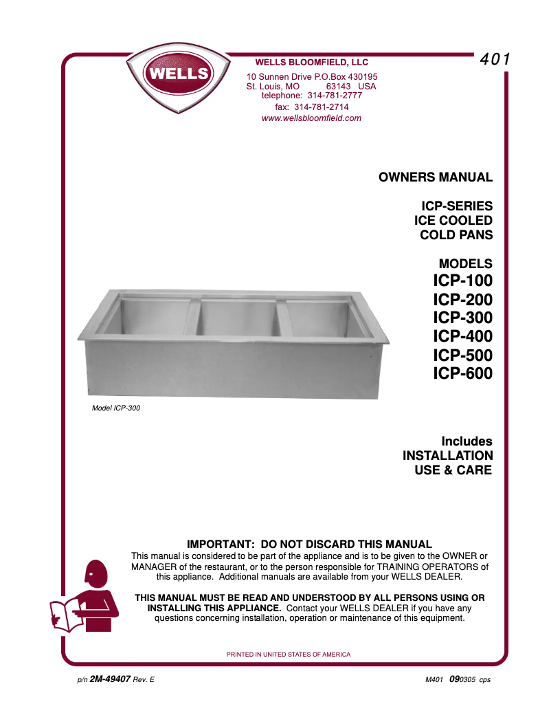 Página 1 del manual Manual de usuario Wells ICP300
