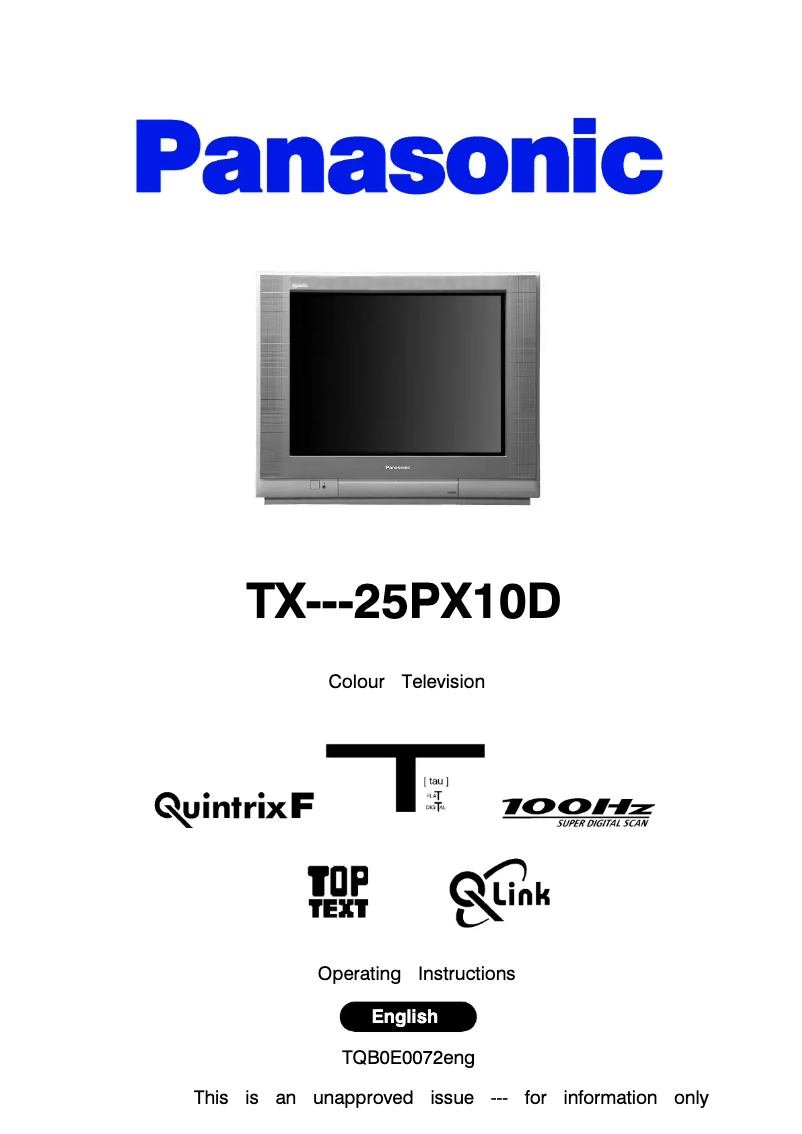 Página nº 1 - Manual de usuario Panasonic TX-25PX10D