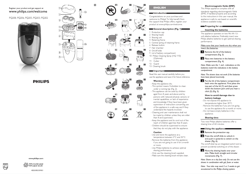 Imagen de la primera página del manual del dispositivo PQ208