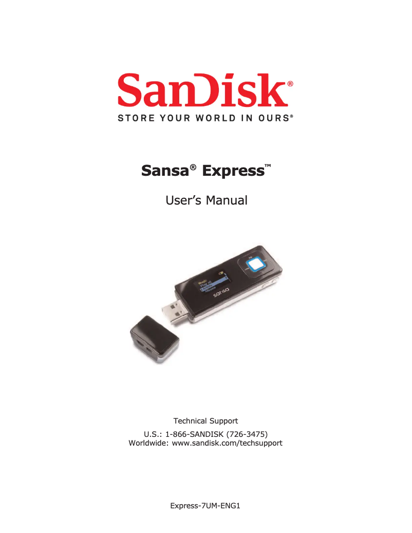 Página 1 del manual Manual de usuario Sandisk Sansa Express