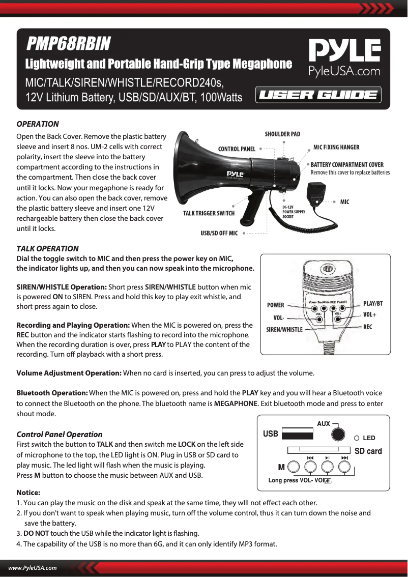 Página 1 del manual Manual de usuario Pyle PMP68RBIN