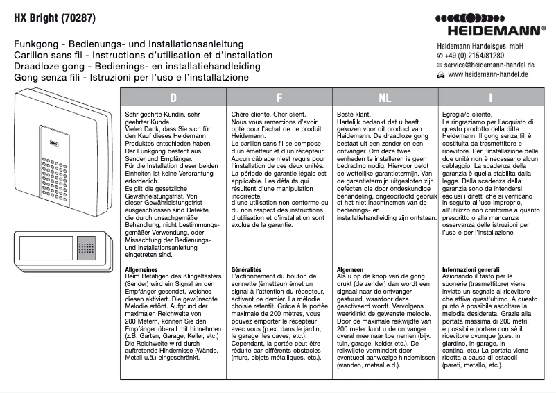 Página 1 del manual Manual de usuario Heidemann HX Bright 70287