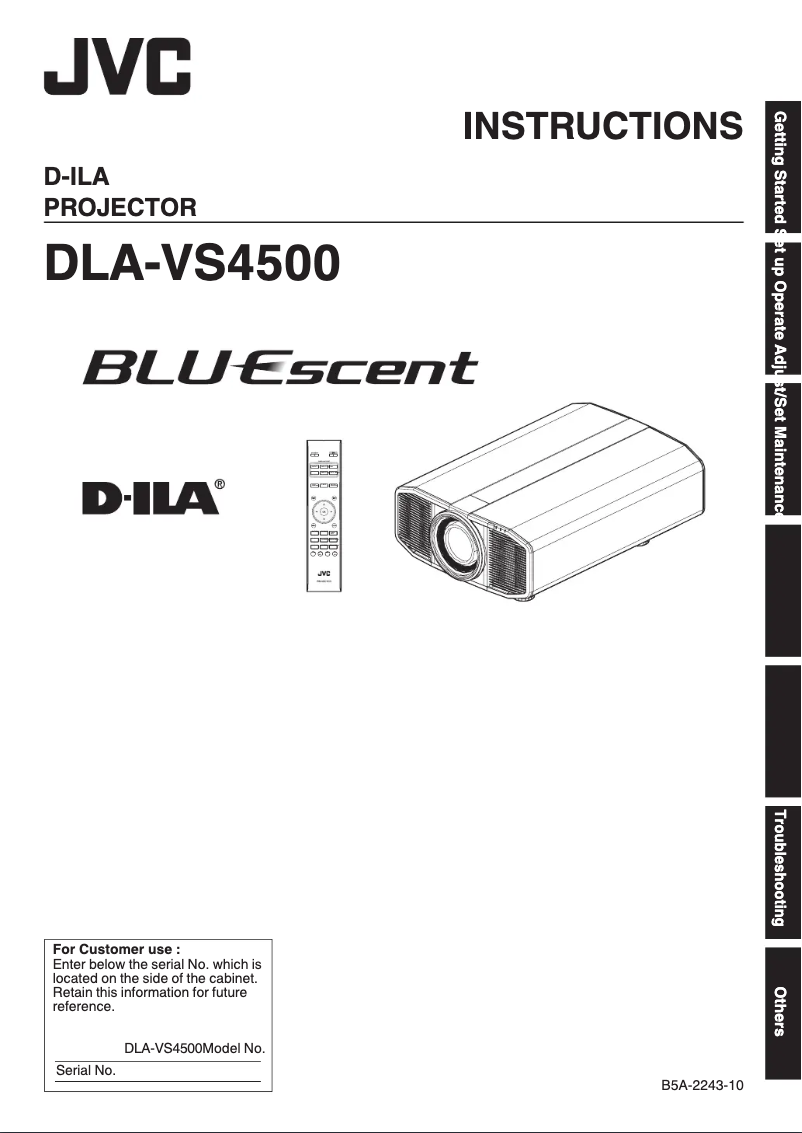 Imagen de la primera página del manual del dispositivo DLA-VS4500