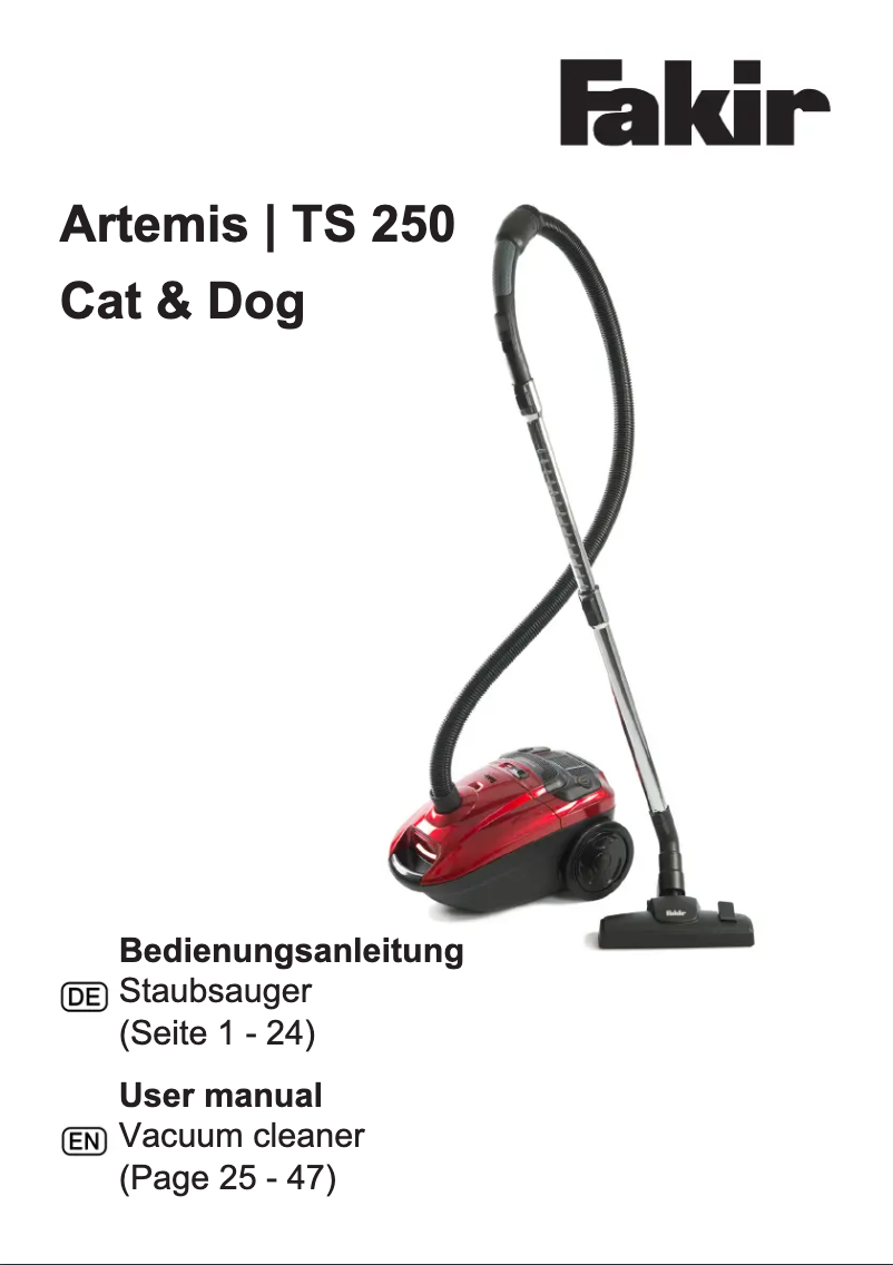 Imagen de la primera página del manual del dispositivo Artemis TS 250 Cat & Dog