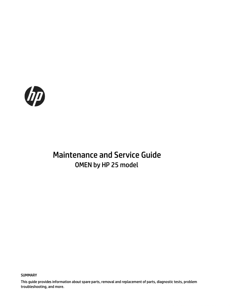 Página 1 del manual Manual de uso y mantenimiento HP Omen 25