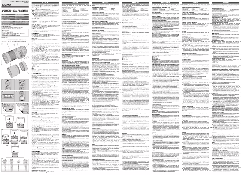 Imagen de la primera página del manual del dispositivo 180mm f2.8 APO DG OS HSM Macro