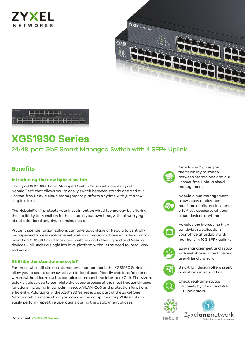 Página 1 del manual Ficha técnica ZyXEL XGS1930-28