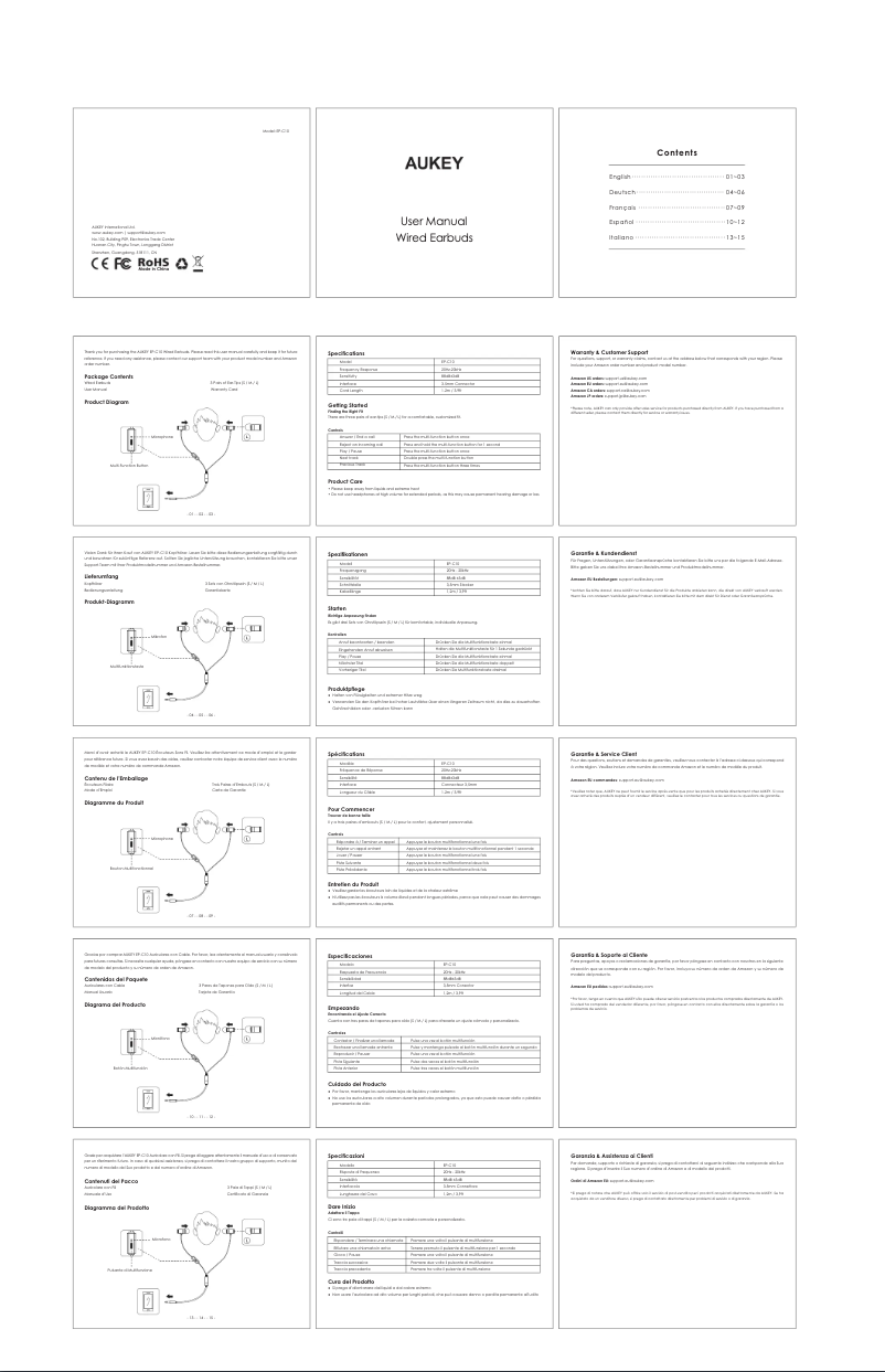 Página 1 del manual Manual de usuario Aukey EP-C10