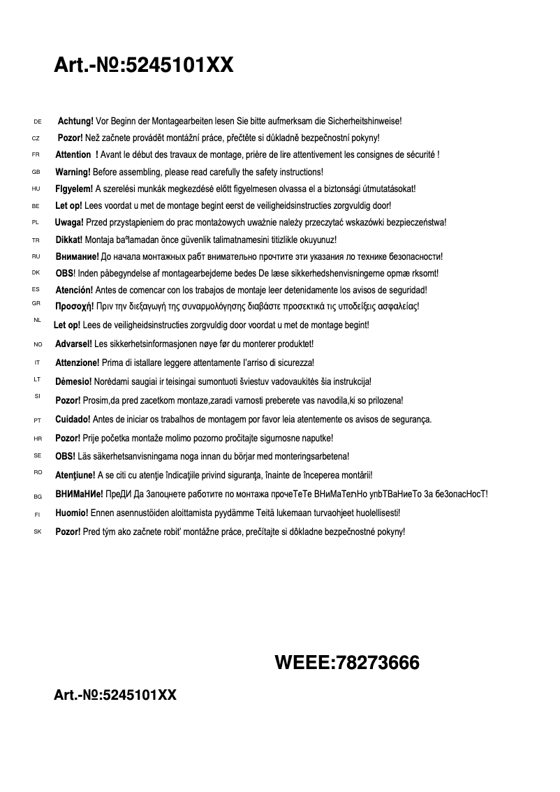 Imagen de la primera página del manual del dispositivo Palo 524510101