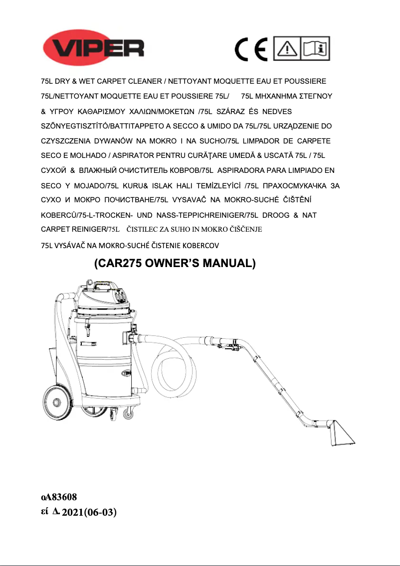 Página nº 1 - Manual de usuario Nilfisk Viper CAR275