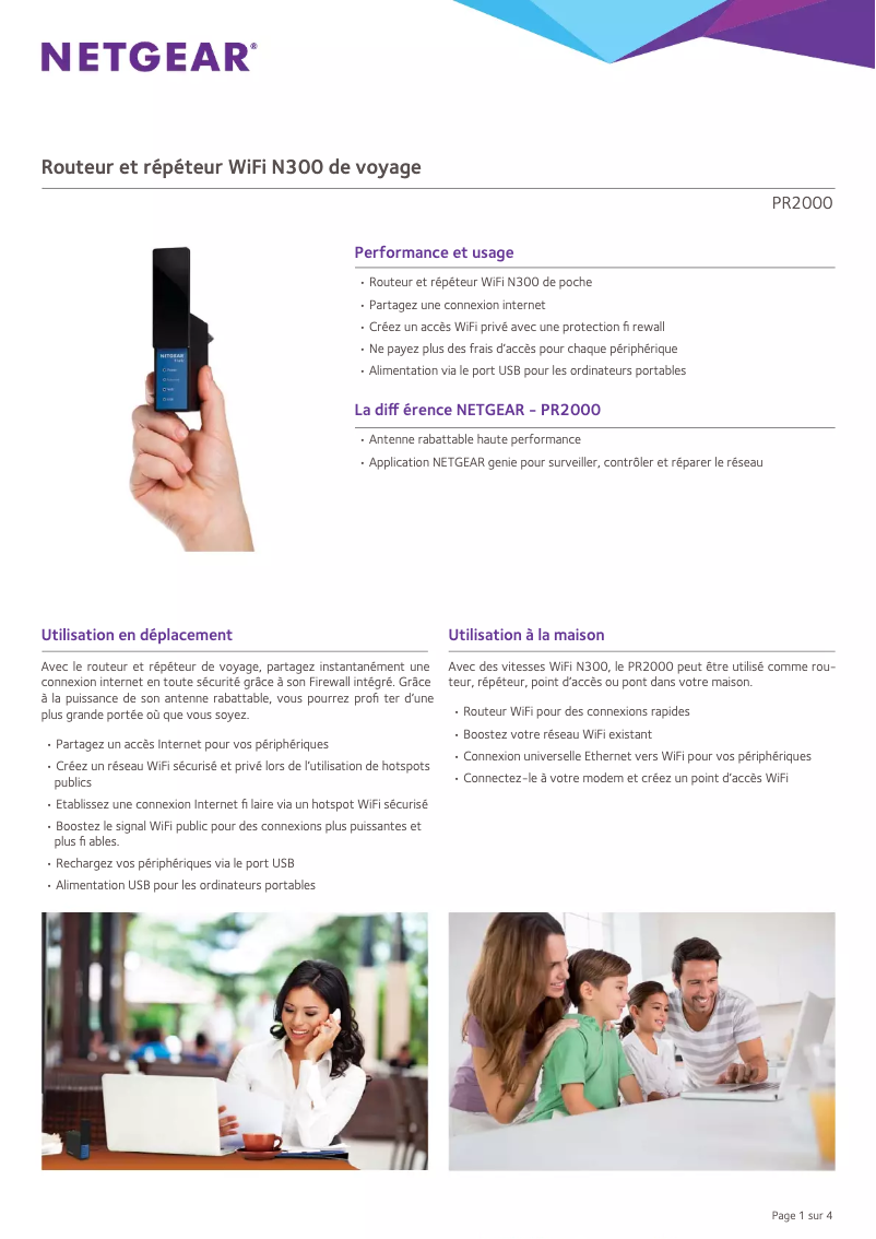Página 1 del manual Ficha técnica Netgear PR2000