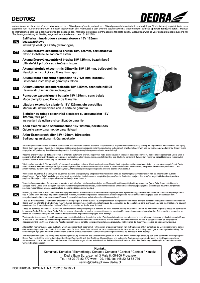 Página 1 del manual Manual de usuario DEDRA DED7062