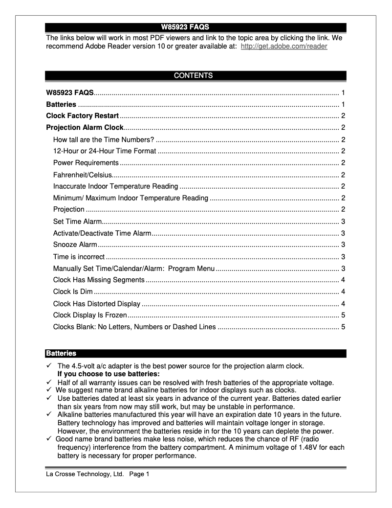 Imagen de la primera página del manual del dispositivo W85923
