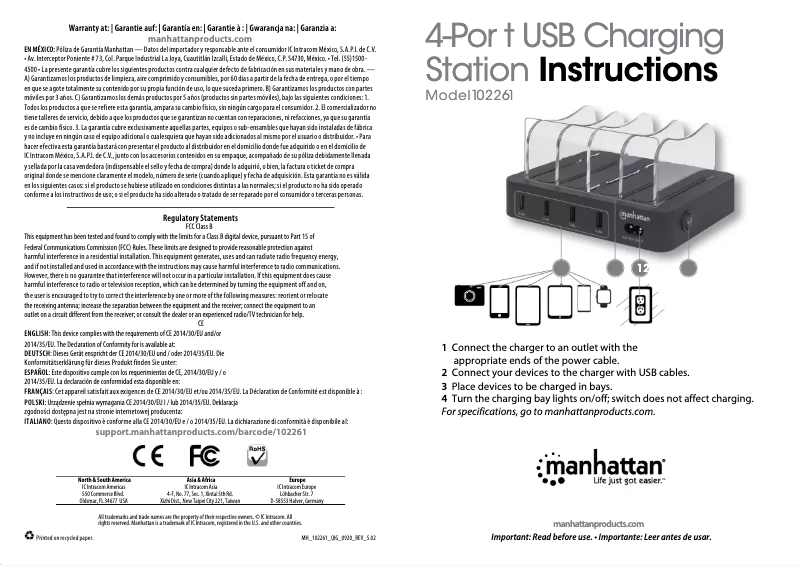 Página nº 1 - Manual de usuario Manhattan 102261