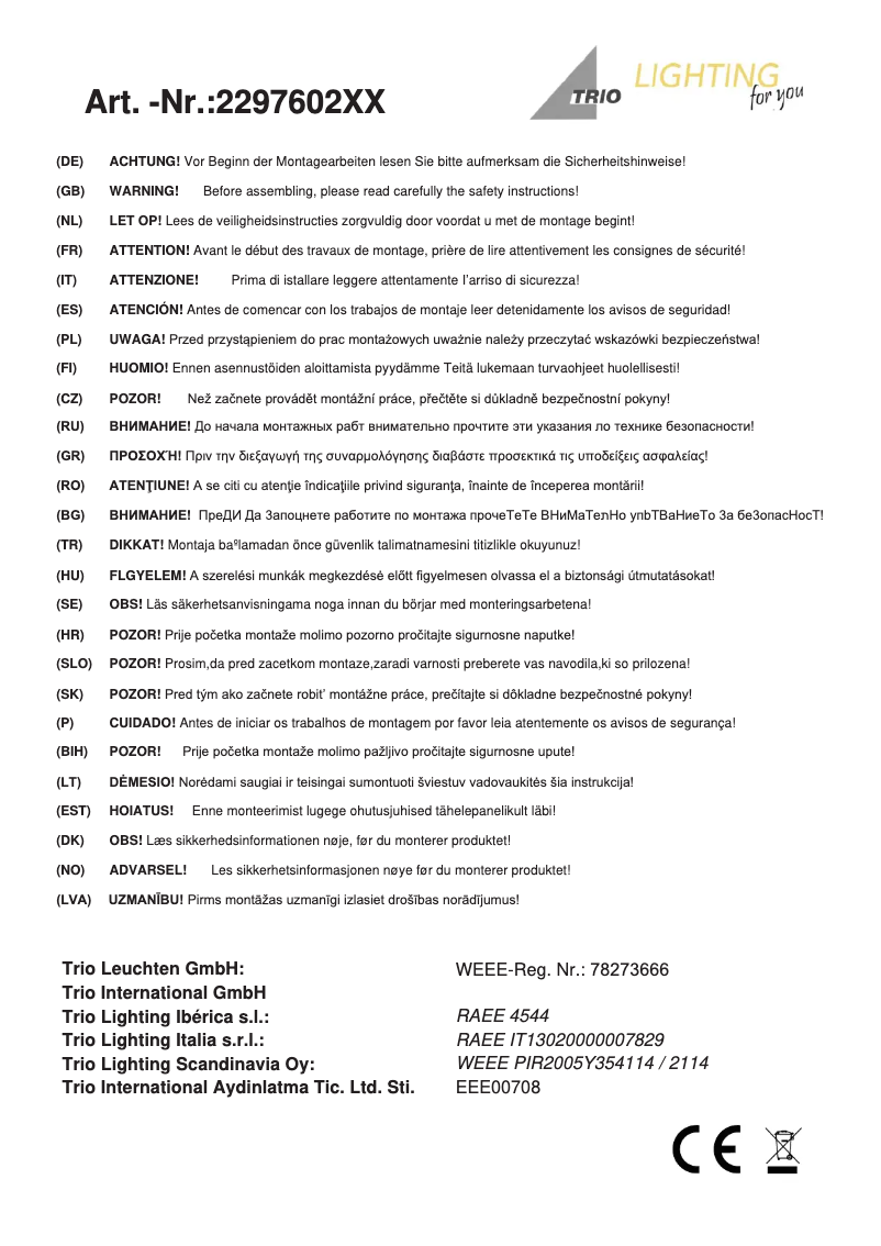 Imagen de la primera página del manual del dispositivo Oka 229760242