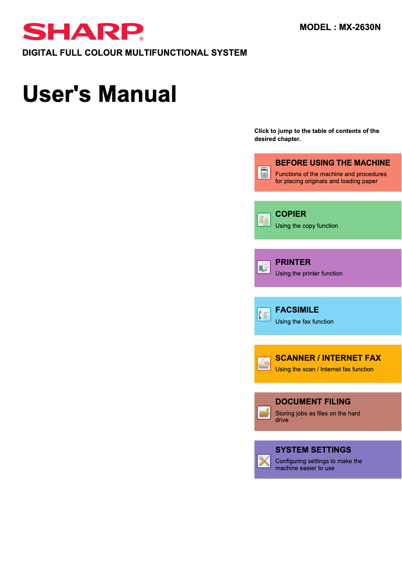 Imagen de la primera página del manual del dispositivo MX-4060N