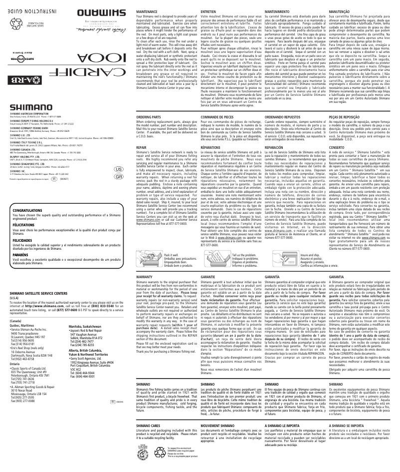 Página 1 del manual Manual de usuario Shimano Cardiff 100A