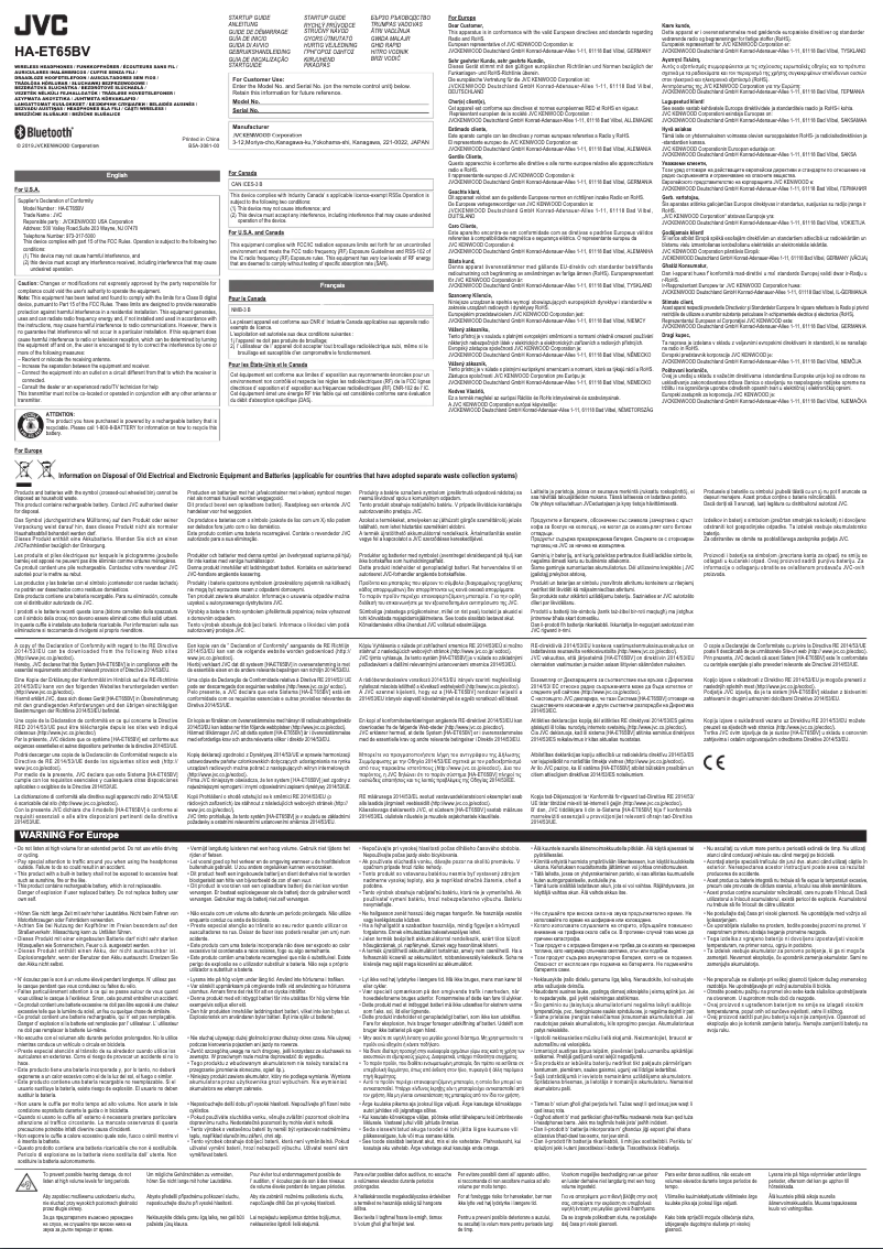 Imagen de la primera página del manual del dispositivo HA-ET65BV