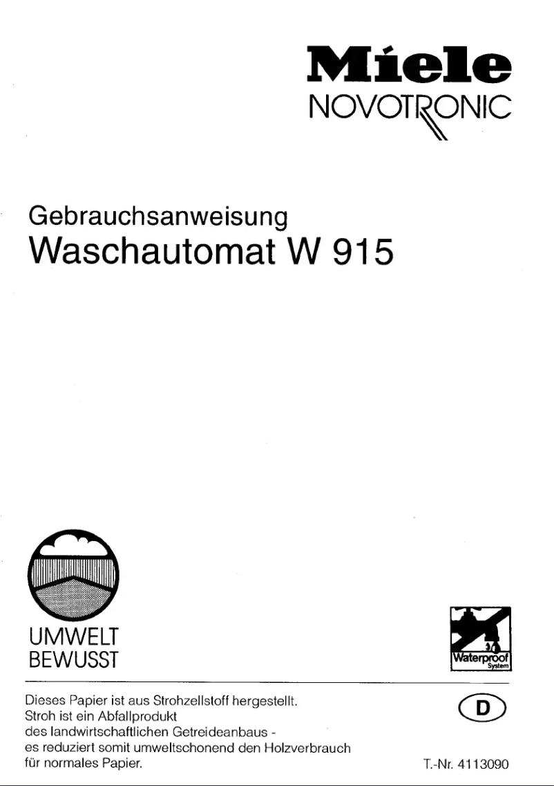 Imagen de la primera página del manual del dispositivo Novotronic W915