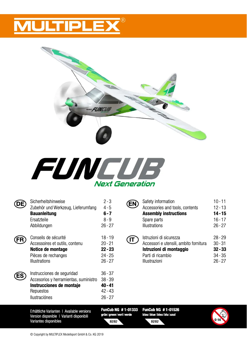 Imagen de la primera página del manual del dispositivo FunCub Next Generation
