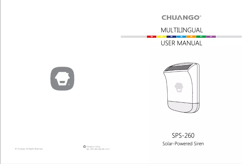 Página 1 del manual Manual de usuario Chuango SPS-260