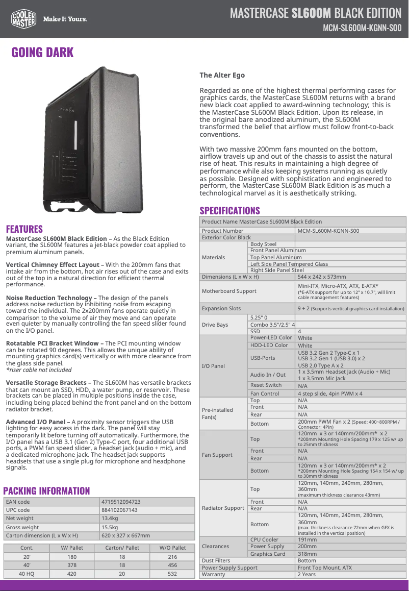 Imagen de la primera página del manual del dispositivo MasterCase SL600M