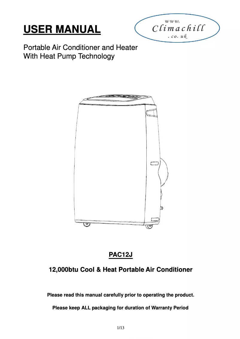 Imagen de la primera página del manual del dispositivo PAC12J