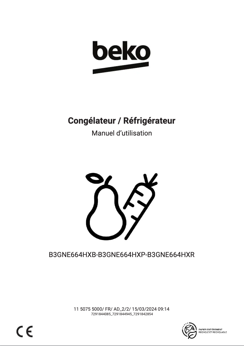 Página 1 del manual Manual de usuario Beko B3GNE664HXB