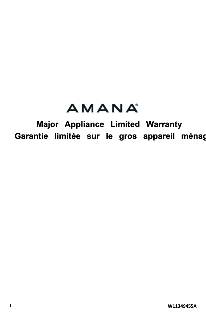 Página 1 del manual Información de garantía Amana ACR4303MFW